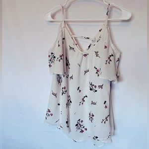 Sienna Sky off the shoulder white with pink flowers size Medium